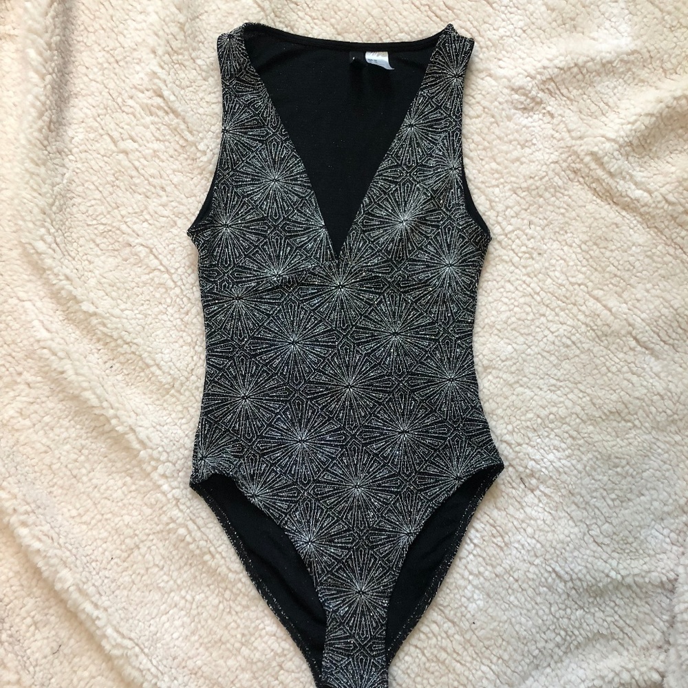 Sparkly Deep-V Bodysuit by H&M